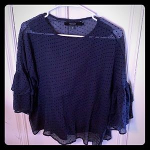 Blue Polka Dot Ruffled Top